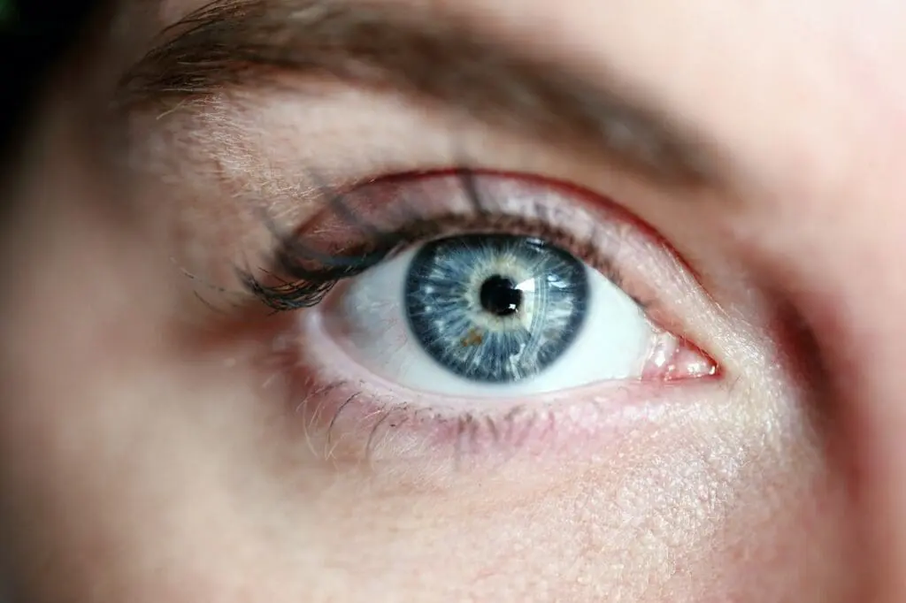 a woman's blue eye