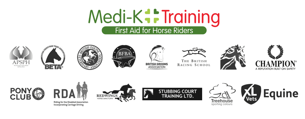 Image of various equestrian company client logos of Medi-K
