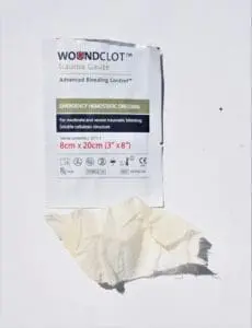 an open haemostatic gauze