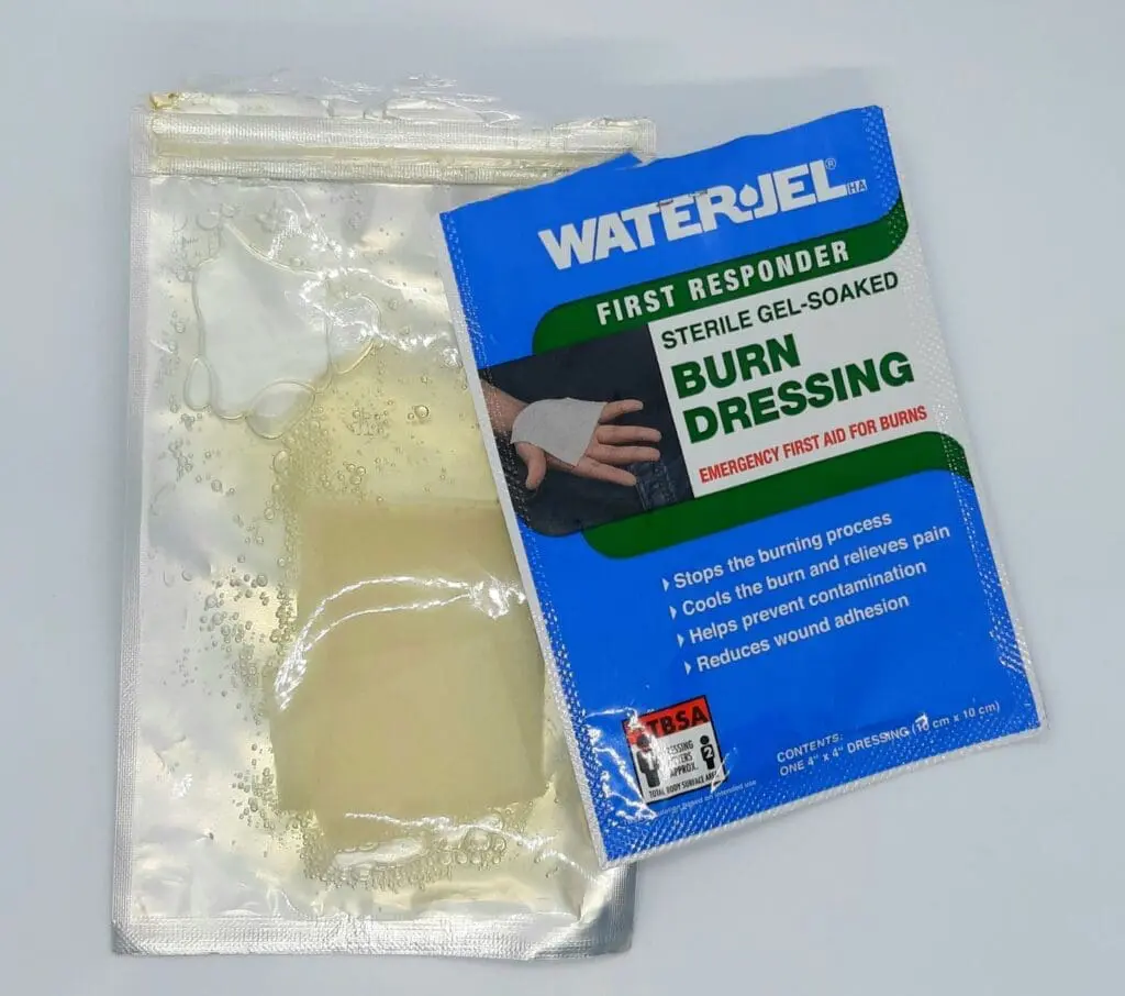burn gel pack open to show gel and dressing