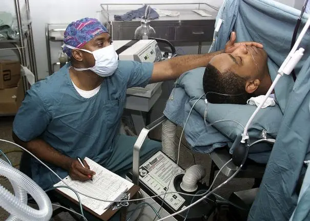 operating theatre doctor and patient