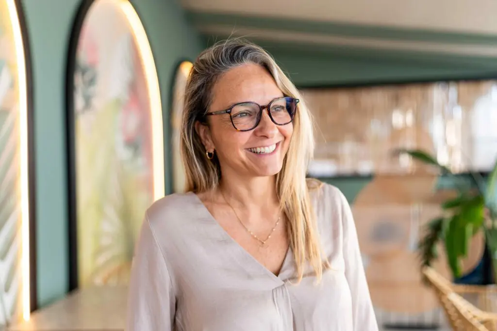 A happy woman smiling
