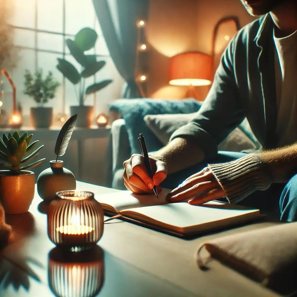 A person writing in a journal