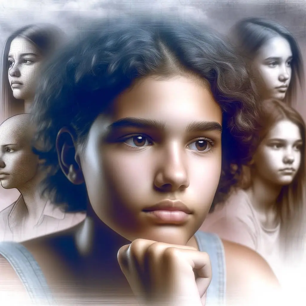 A series of images of teenage girls