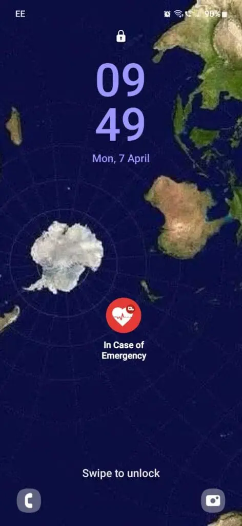 In Case of Emergency App icon showing on Lock Screen