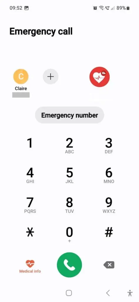 In Case of Emergency App icon showing on keypad