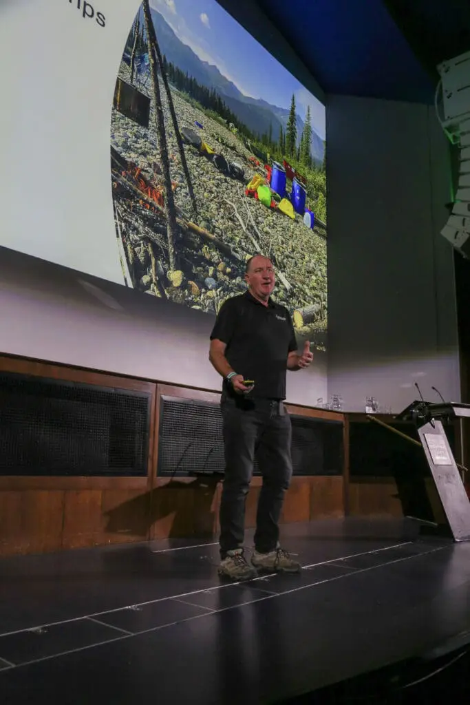 Cory Jones of First Aid Training Co-operative delivering his talk at the RGS Explore 2025 conference.