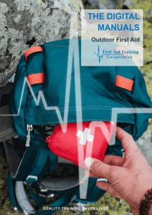 Outdoor First Aid manual cover showing backpack and red first aid pack